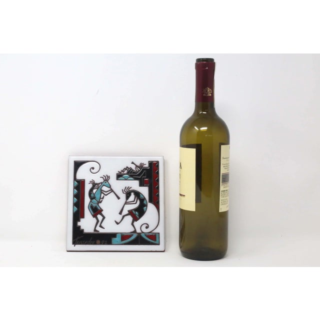 1990s 1992 Tribal Band Ceramic Tile Trivet or Wall Decor by Teissedre Designs For Sale - Image 5 of 7