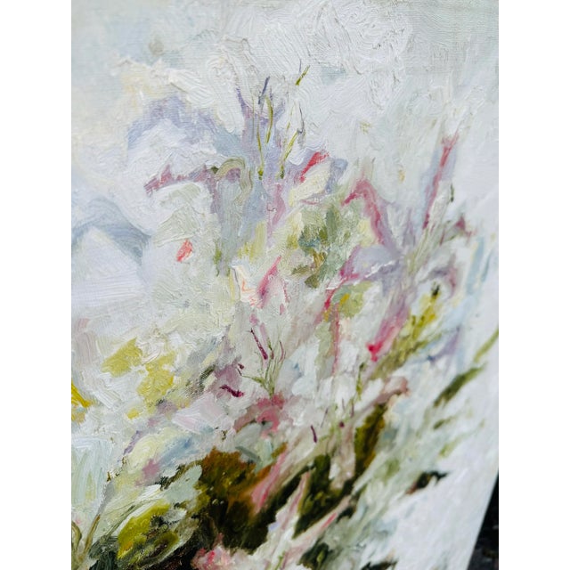 White Large Vintage Floral Oil on Canvas For Sale - Image 8 of 11