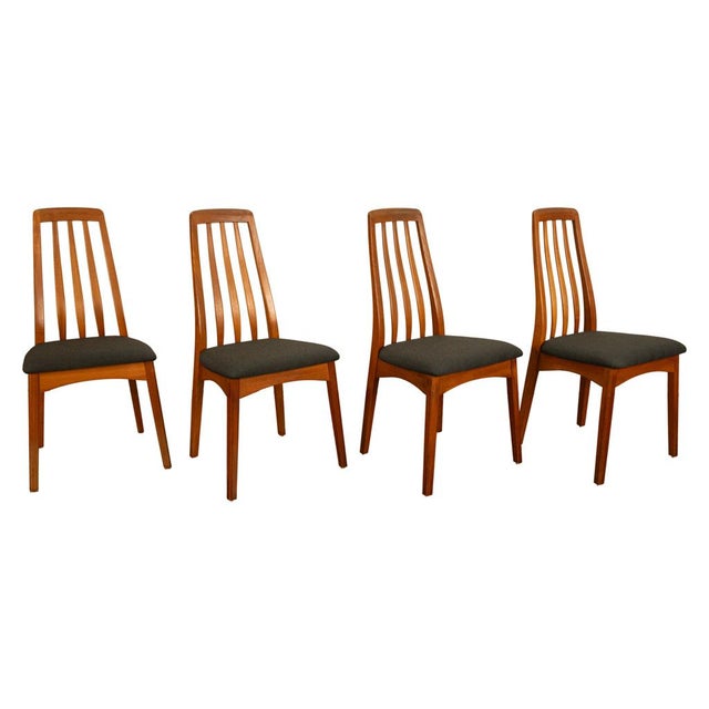 Charcoal Set 4 Danish Mid Century Modern "Eva" Teak Dining Chairs by Niels Koefoed 1964 For Sale - Image 8 of 18