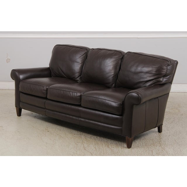 Traditional Hancock & Moore 3 Seat Leather Sofa For Sale - Image 3 of 15