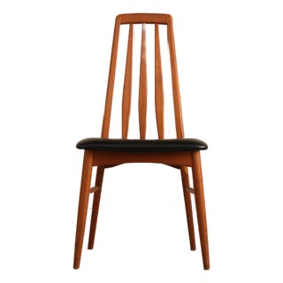 Vintage Niels Koefoed Eva Chair | Danish Mid-Century Modern Wood Leather Dining Seat For Sale
