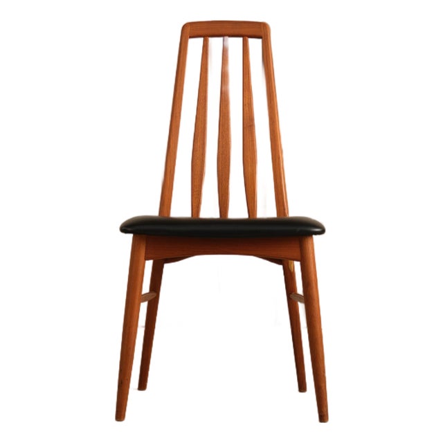 Vintage Niels Koefoed Eva Chair | Danish Mid-Century Modern Wood Leather Dining Seat For Sale