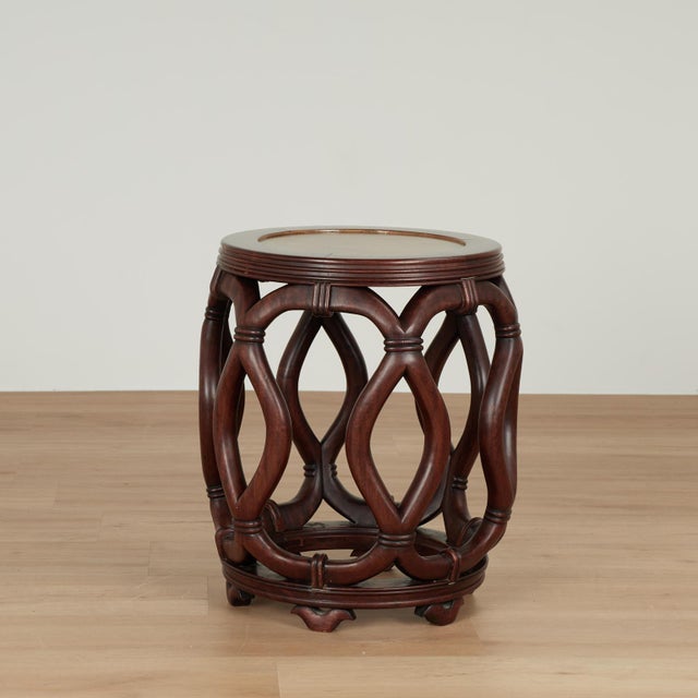 Pair of Vintage Chinese Carved Wood Garden Seats or Stands For Sale - Image 4 of 14
