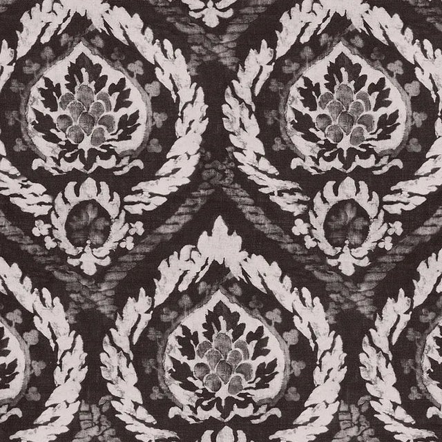 Sample- Schumacher Abaza Resist Fabric in Charcoal For Sale