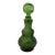 Vintage Diamond Point Green Glass Decanter For Sale