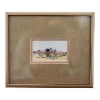 Late 20th Century Miniature Impressionist Watercolor For Sale