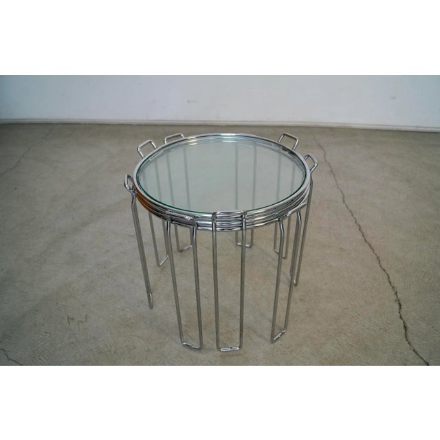 1970’s Saporiti Italian Chrome Nesting Drink Tables - Set of Three For Sale - Image 10 of 13