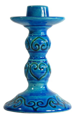 Italian Blue Ceramic Candleholder from Italica Ars, 1970s