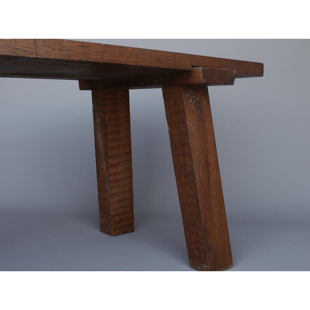 Brutalist French Peg Table in Oak, 1940s For Sale - Image 9 of 17
