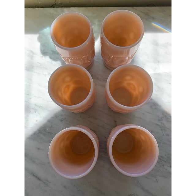 Vintage Pink Opaline Glass Tumblers Set of 6 For Sale In Palm Springs - Image 6 of 12