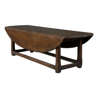 Vintage Solid Oak Oval Drop Leaf Coffee Table For Sale