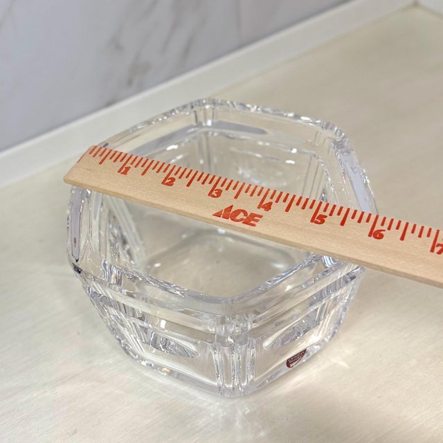 Transparent Mid 20th Century Mid-Century Modern Orrefors Crystal Hex Panel Bowl (Gunnar Cyrén) For Sale - Image 8 of 9