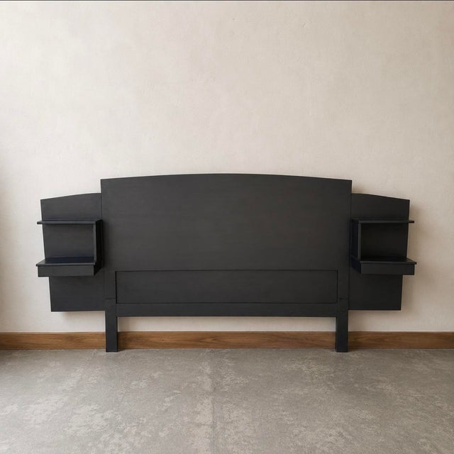 Vintage Black Wooden Headboard For Sale - Image 4 of 4