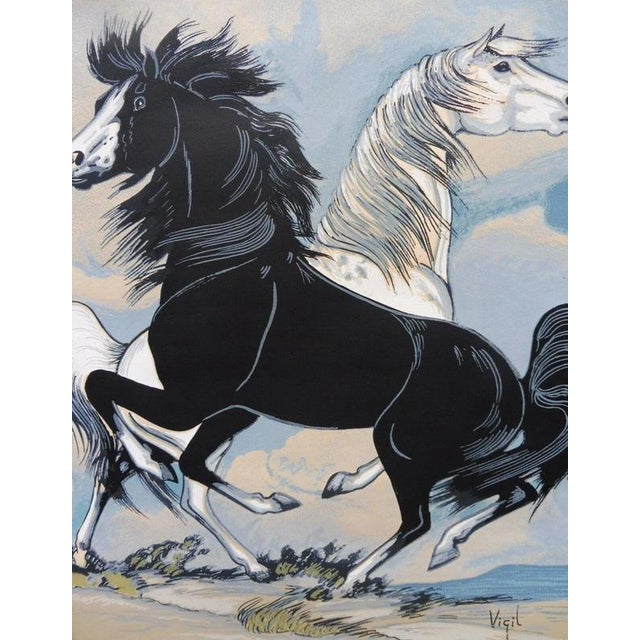 Virgil, Study of Stallions, 1970s, Watercolor & Ink, Framed For Sale - Image 8 of 14