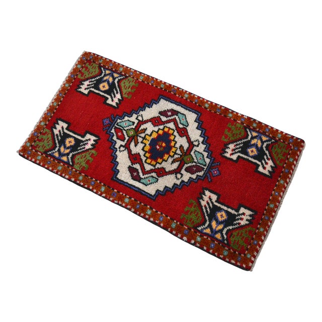 1980 Hand Made Mat Small Turkish Rug - 1′9″ × 3′1″ For Sale