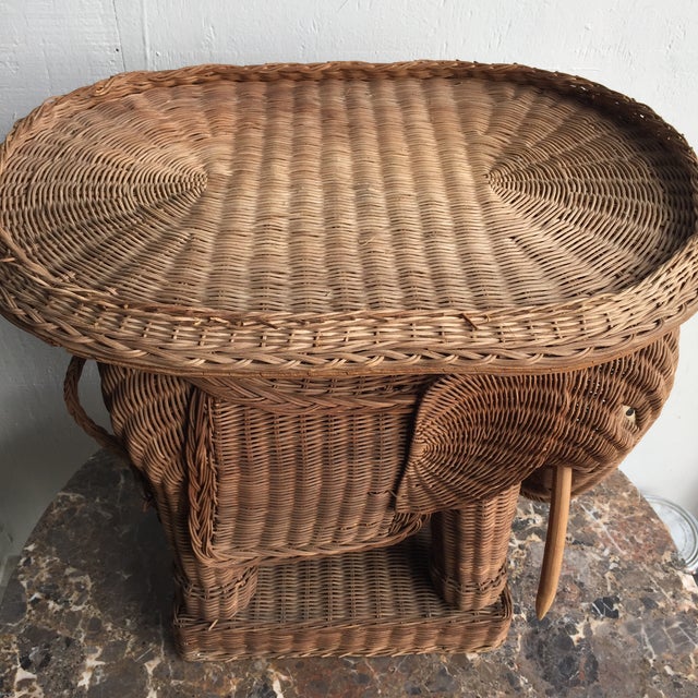 Vintage Wicker Elephant Occasional End Table Chairish