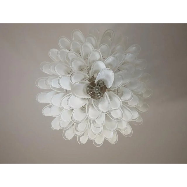 White Vintage Murano Glass Chandelier with Glass Petals, 1983 For Sale - Image 8 of 13