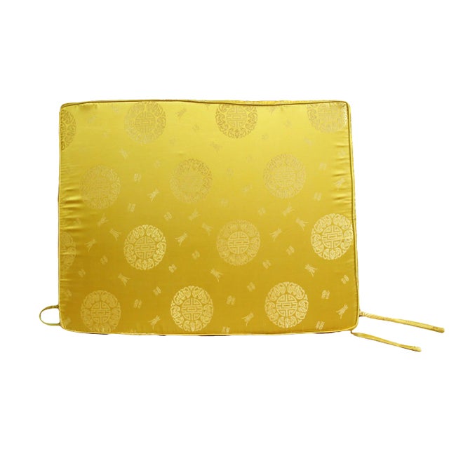 Chinese Oriental Golden Yellow Silk Fabric Rectangular Seat Cushion Pad For Sale