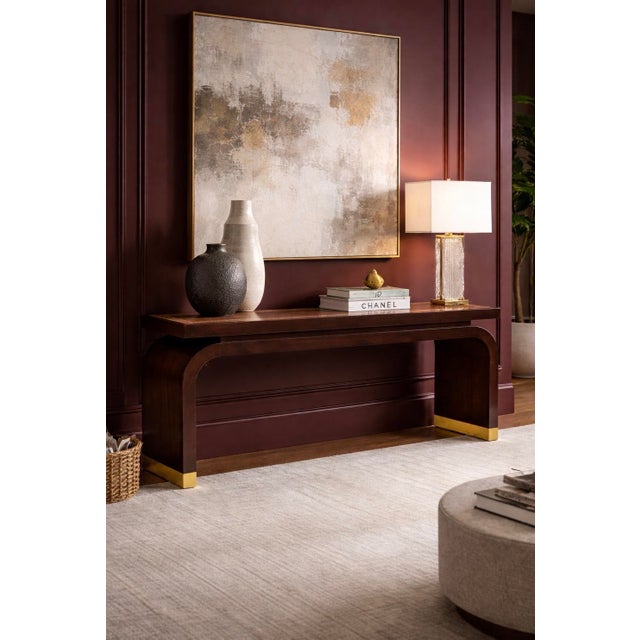 Asian Asian Modern Ming Style Lacquer and Brass Console Table by Baker Furniture For Sale - Image 3 of 8