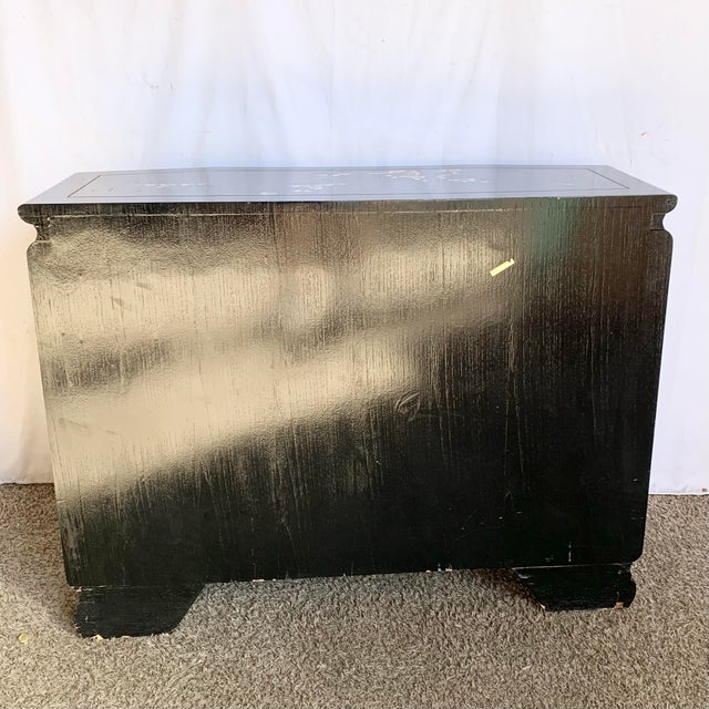 Mid 20th Century Chinese Black Lacquered Hand Painted Credenza/Sideboard For Sale - Image 10 of 10