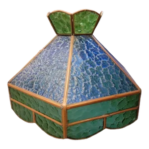 Mid Century Hanging Blue/Geen Stained Glass Pendant Light