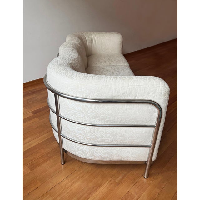 Vtg 'Onda' Sofa by De Pas D’Urbino + Lomazzi for Zanotta 1980s Cream + Chrome For Sale - Image 12 of 14