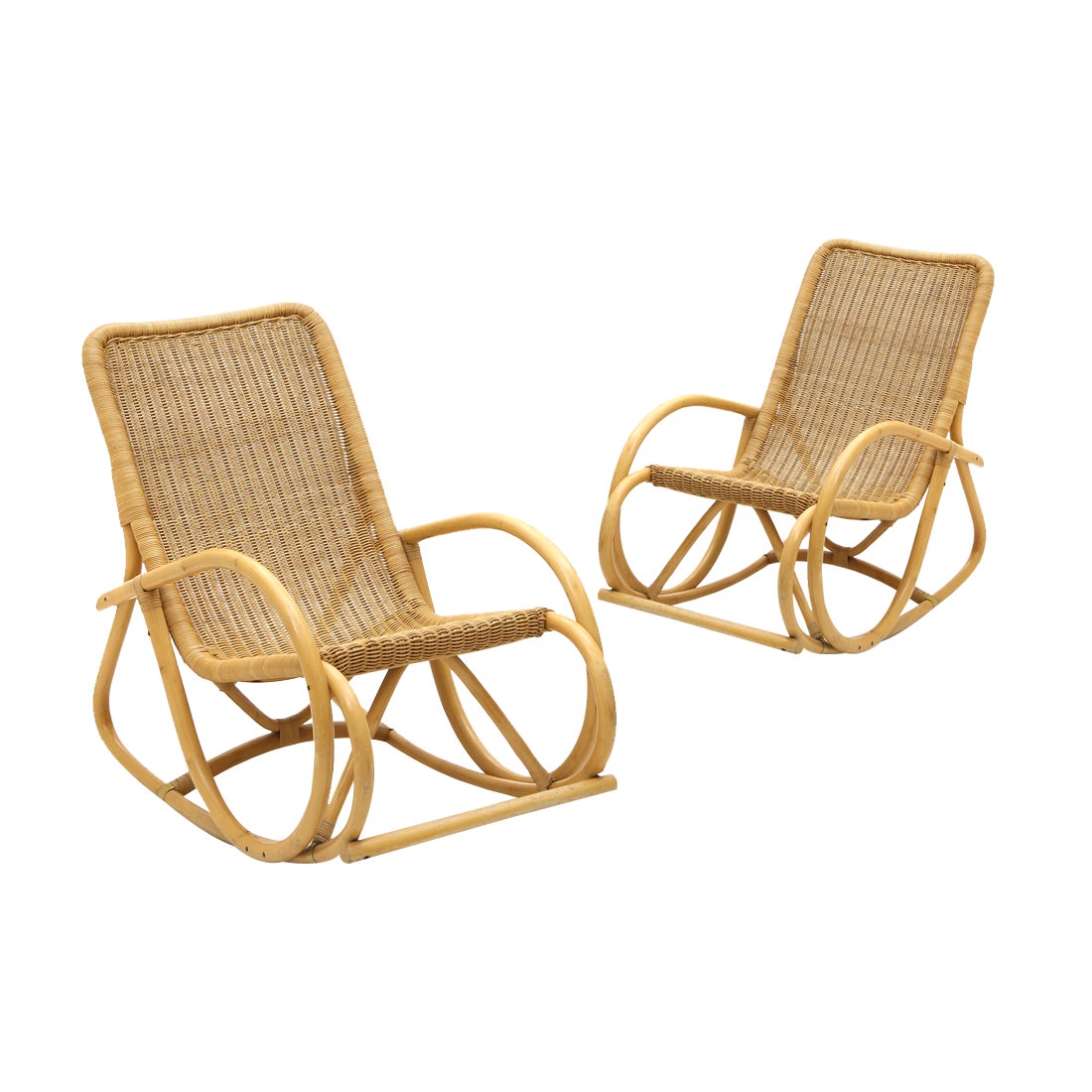 Rocking Chair in Rattan by Gervasoni, 1970s Chairish