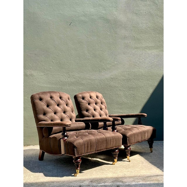 Vintage English George Smith “Edwardian” Tufted Lounge Chairs - A Pair For Sale - Image 9 of 12