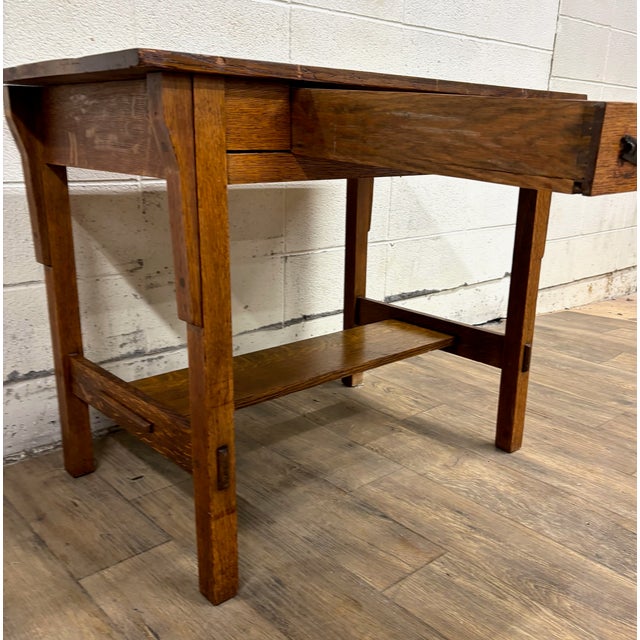 Antique Oak Craft by Ramsey Alton Stickley Mission Style Desk Library Table For Sale In Kansas City - Image 6 of 14