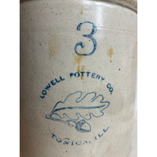 Antique 1800s Lowell Pottery Co Tonica Illinois Stoneware Crock For Sale - Image 10 of 10