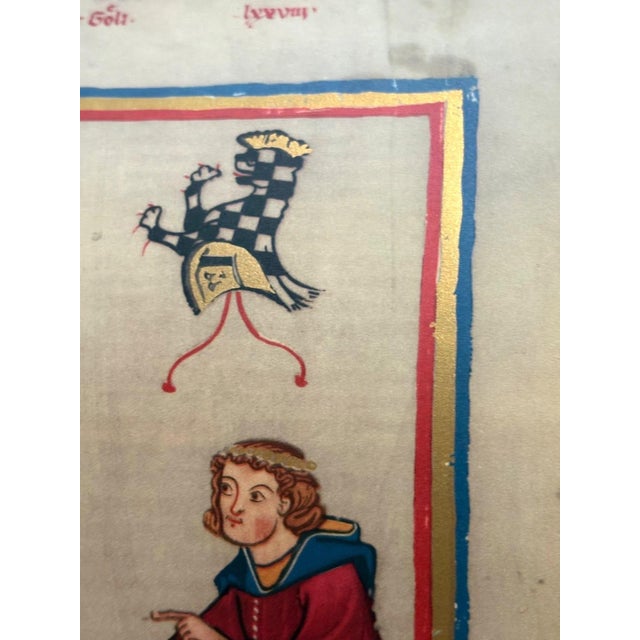 Gothic Vintage Print from 14th c. Codex Manesse in 14x18 Mat: "Herr Goeli", EUC For Sale - Image 3 of 3
