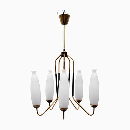 Stilnovo-Style Chandelier in Glass, 1950s For Sale - Image 11 of 11