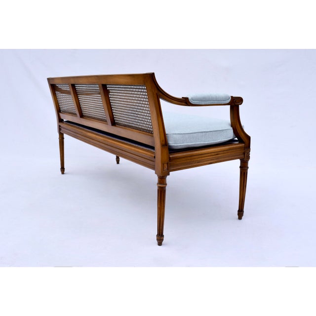 French Louis XVI Style Caned Settee For Sale - Image 11 of 13