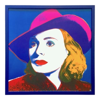 Andy Warhol Foundation Rare Vintage 1993 Lithograph Print Framed Pop Art Poster " Ingrid Bergman : With Hat " 1983 For Sale
