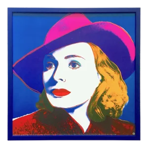 Andy Warhol Foundation Vintage 1993 Lithograph Print Framed Pop Art Poster " Ingrid Bergman : With Hat " 1983