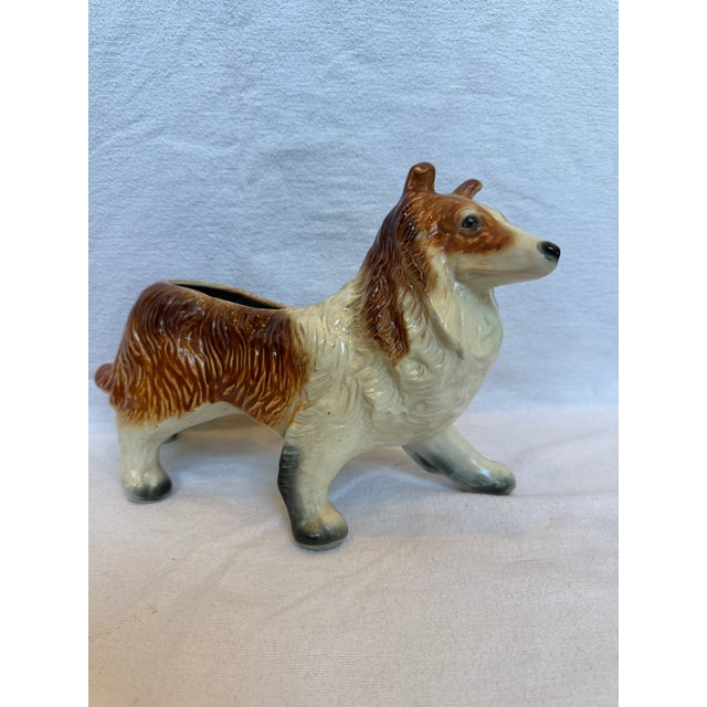 1940s Lifelike Porcelain Collie Planter For Sale - Image 10 of 12