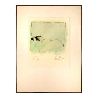 1970s Relaxing Signed Modern Abstract Female Nude Pastel on Paper Drawing by David Slee For Sale