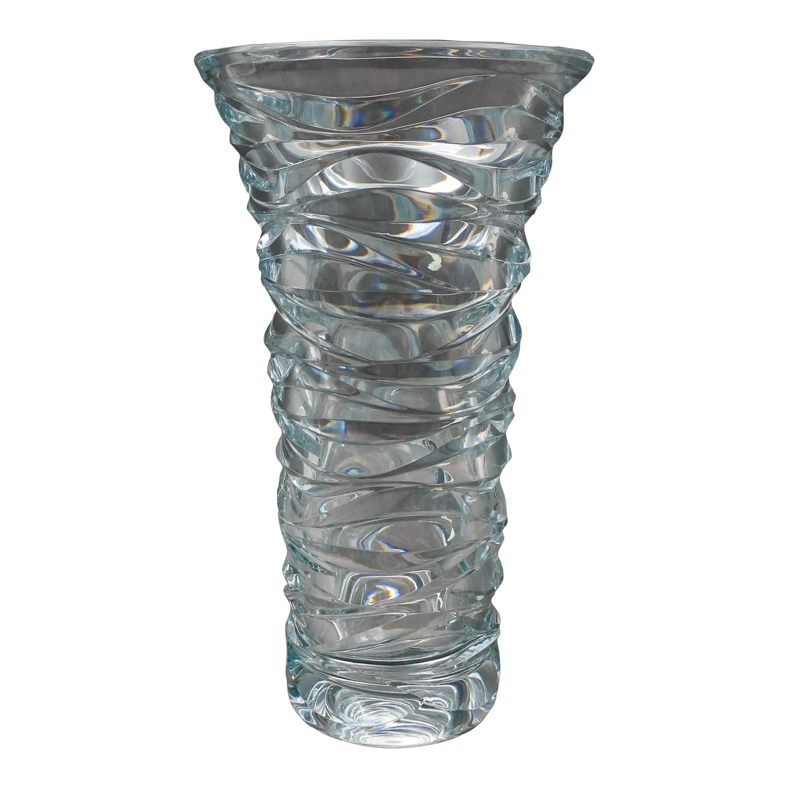 Mid 20th Century Tiffany & Co Emil Brost Waves Heavy Crystal Vase