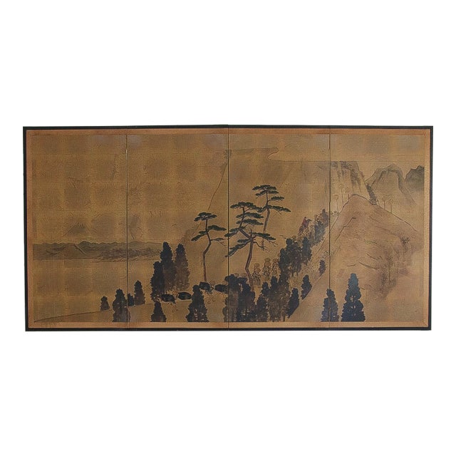 Vintage Japanese Folding Screen For Sale