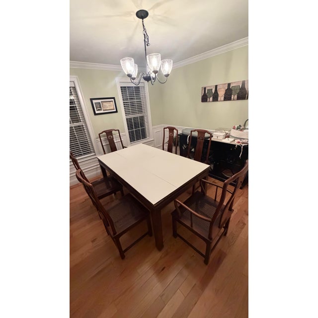 1980s Attributed Henredon Dining Room Table and Chairs For Sale - Image 11 of 12