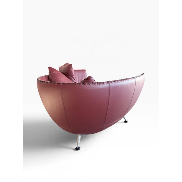 De sede ds-102 red leather sofa with 3 ottomans the de sede ds-102 red leather sofa with three matching ottomans is an...