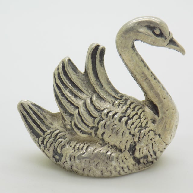 1960s Vintage Italian Silver 800 Swan Miniature Figurine, 1960s For Sale - Image 5 of 12