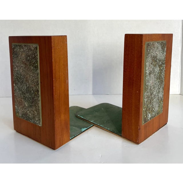 Mid 20th Century Danish Modern Signed Original Wood and Metal Art Bookends For Sale - Image 10 of 13