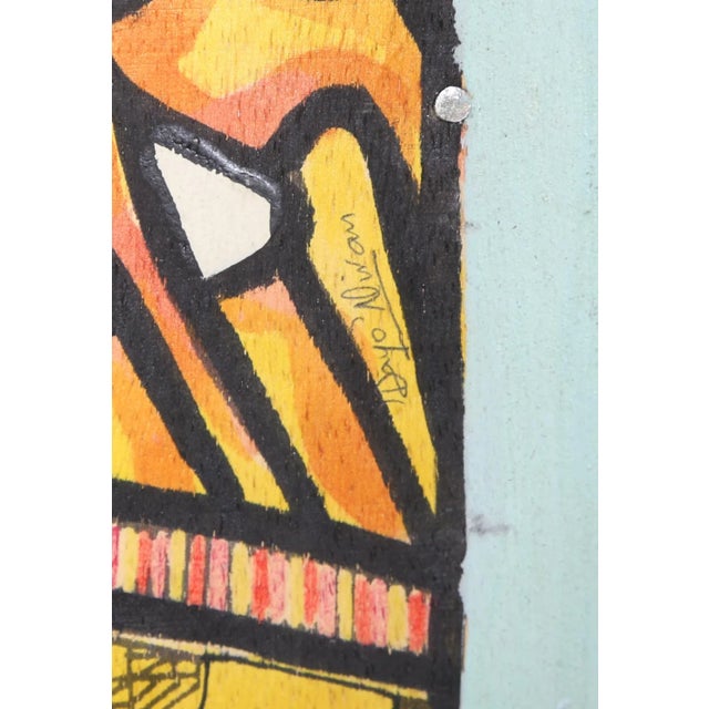 African Osun, Goddess of Fertility and Prosperity, Dayo Niran Ink and Paint on Plywood, Signed L.r. For Sale - Image 3 of 4