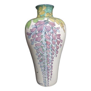 Large Hand-Painted Vase from Cerámicas Benlloch Manises, Spain, 1980s For Sale