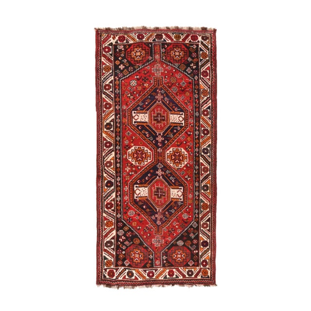 Traditional Vintage Shiraz Rug 4'5'' x 9'4'' For Sale - Image 3 of 3