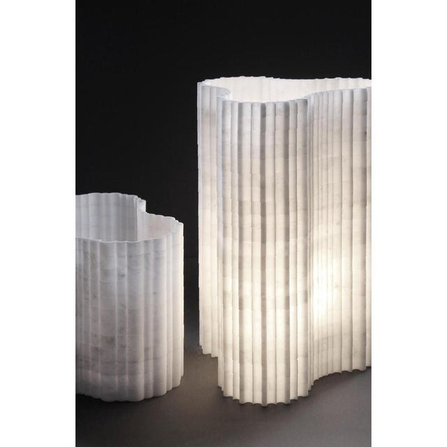 White Stripes A3 Decorative Table Lamp in Afyon White Marble by Bufalini Marmi For Sale - Image 8 of 14