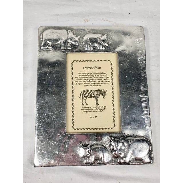 Pewter Hippo and Rhino South African Picture Frame Chairish
