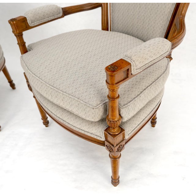 Pair of Directoire Style Acorn Finials Solid Cherry Open Arm Lounge Chairs MINT! For Sale - Image 10 of 16