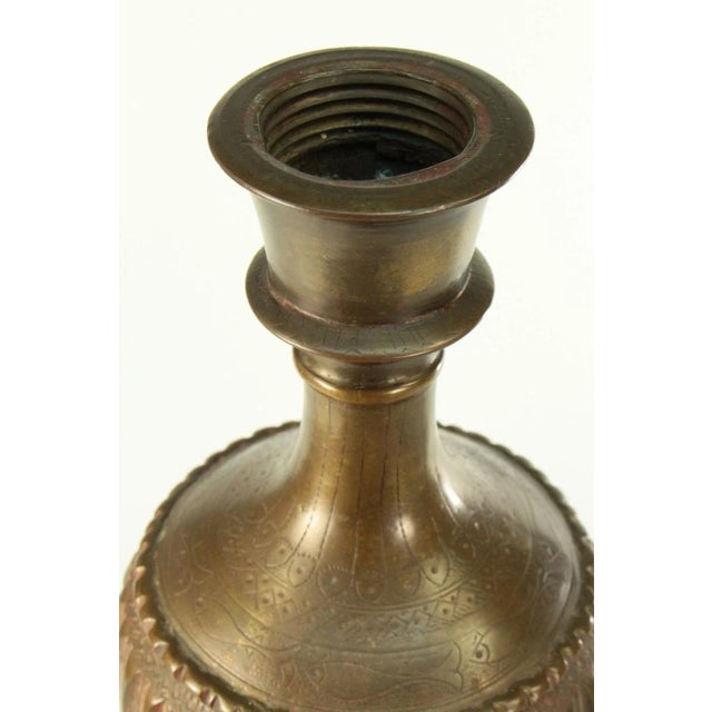 18th Century Brass Mughal India Hookah Vase For Sale - Image 4 of 10